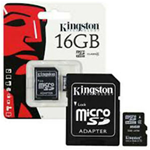 Micro SD da 16GB con adattatore Kingston