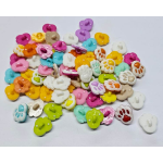 Applicazioni/bottoni in plastica a zampetta in colori misti - Conf. da 10