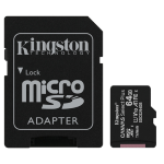 MicroSDHC da 64GB classe 10 Canvass Select 80R con adattatore Kingston