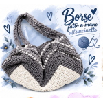 Borsa fatta a mano all'uncinetto modello sfumato grigio