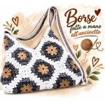 Borsa fatta a mano all'uncinetto modello tracolla piccola