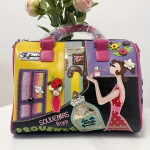 Borsa in ecopelle e poliestere, bordata modello Vintage