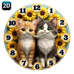 Orologio da parete 20cm con stampa in 2D Gattini e girasoli