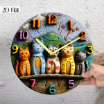 Orologio da parete 20cm con stampa in 2D gattini multicolor
