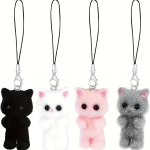 Portachiavi in resina e vellutino a forma di gatto in 3D