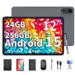 Tablet Android da 12", 24GB RAM (8GB + 16GB), 256GB ROM, Processore Octa-Core, Doppia Fotocamera, WiFi
